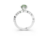White gold Fancy Green Marquise  Milgrain Bezel Diamond Engagement Ring with Solitaire Prong Setting_175