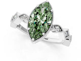 White gold Fancy Green Marquise  Milgrain Marquise Diamond Twist Band Ring_75