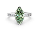 White gold Fancy Green Marquise  Milgrain Pave Diamond Engagement Ring with Four-Prong Setting_215