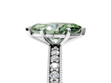 White gold Fancy Green Marquise  Milgrain Pave Diamond Engagement Ring with Four-Prong Setting_226
