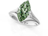 White gold Fancy Green Marquise  Solitaire Beaded Band Six-Prong Setting_1