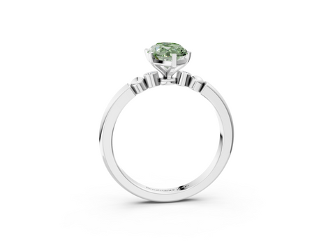 White gold Fancy Green Marquise  Solitaire Beaded Band with Four-Prong Setting_44