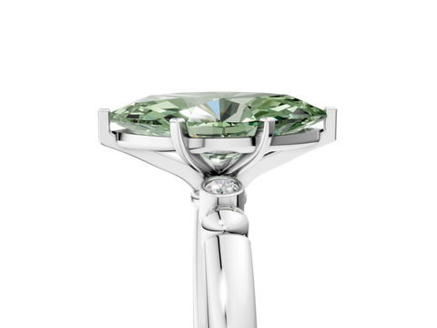 White gold Fancy Green Marquise  Solitaire Beaded Band with Four-Prong Setting_46