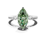 White gold Fancy Green Marquise  Solitaire Beaded Band with Four-Prong Setting_75