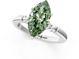 White gold Fancy Green Marquise  Solitaire Beaded Band with Four-Prong Setting_78
