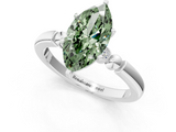 White gold Fancy Green Marquise  Solitaire Beaded Band with Four-Prong Setting_82