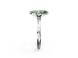 White gold Fancy Green Marquise  Solitaire Beaded Band with Four-Prong Setting_83