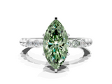 White gold Fancy Green Marquise  Solitaire Bezel Accent Diamond Engagement Ring with Beaded Band and Four-Prong Setting_41