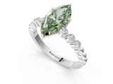 White gold Fancy Green Marquise  Solitaire Bezel Accent Diamond Engagement Ring with Beaded Band and Four-Prong Setting_42