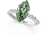White gold Fancy Green Marquise  Solitaire Bezel Accent Diamond Engagement Ring with Beaded Band and Four-Prong Setting_44