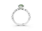 White gold Fancy Green Marquise  Solitaire Bezel-Set Diamond Ring with Beaded Band and Four-Prong Setting_35