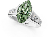 White gold Fancy Green Marquise  Solitaire Bezel-Set Diamond Ring with Channel-Set Band_38