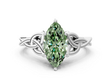 White gold Fancy Green Marquise  Solitaire Celtic Knot Engagement Ring with Four-Prong Setting_56