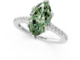 White gold Fancy Green Marquise  Solitaire Diamond Engagement Ring with Pave Band and Six-Prong Setting_21