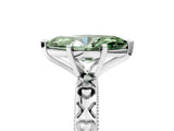 White gold Fancy Green Marquise  Solitaire Diamond Engagement Ring with XO Engraved Band and Four-Prong Setting 5