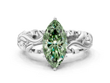 White gold Fancy Green Marquise  Solitaire Diamond Leaf Vine Band with Prong Setting_59