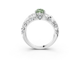 White gold Fancy Green Marquise  Solitaire Diamond Leaf Vine Band with Prong Setting_62