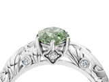 White gold Fancy Green Marquise  Solitaire Diamond Leaf Vine Band with Prong Setting_63