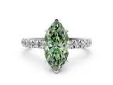 White gold Fancy Green Marquise  Solitaire Diamond Pavé Band with Four-Prong Setting_28