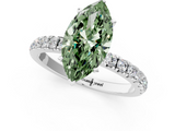 White gold Fancy Green Marquise  Solitaire Diamond Pavé Band with Four-Prong Setting_29