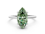 White gold Fancy Green Marquise  Solitaire Diamond Ring with 4-Prong Setting on a Classic Band_3