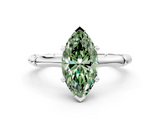 White gold Fancy Green Marquise  Solitaire Diamond Ring with Bamboo Band and Four-Prong Setting_103