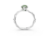 White gold Fancy Green Marquise  Solitaire Diamond Ring with Bamboo Band and Four-Prong Setting_106