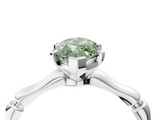 White gold Fancy Green Marquise  Solitaire Diamond Ring with Bamboo Band and Four-Prong Setting_106