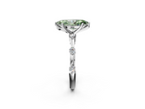 White gold Fancy Green Marquise  Solitaire Diamond Ring with Bezel Set Side Stones and Prong Setting_5