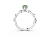 White gold Fancy Green Marquise  Solitaire Diamond Ring with Bezel Set Side Stones and Prong Setting_6