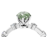 White gold Fancy Green Marquise  Solitaire Diamond Ring with Bezel Set Side Stones and Prong Setting_7