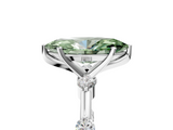 White gold Fancy Green Marquise  Solitaire Diamond Ring with Bezel Set Side Stones and Prong Setting_8