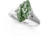 White gold Fancy Green Marquise  Solitaire Diamond Ring with Cathedral Band and Four-Prong Setting_67