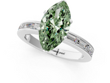 White gold Fancy Green Marquise  Solitaire Diamond Ring with Channel-Set Baguette Band and Four-Prong Setting_81