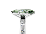 White gold Fancy Green Marquise  Solitaire Diamond Ring with Channel-Set Baguette Band and Four-Prong Setting_85