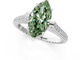 White gold Fancy Green Marquise  Solitaire Diamond Ring with Channel Set Band and Bezel Prong Setting_69