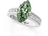 White gold Fancy Green Marquise  Solitaire Diamond Ring with Channel-Set Band and Four-Prong Setting_4