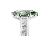 White gold Fancy Green Marquise  Solitaire Diamond Ring with Channel-Set Band and Four-Prong Setting_8