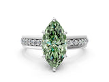 White gold Fancy Green Marquise  Solitaire Diamond Ring with Channel Set Band and Six-Prong Setting_48