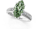 White gold Fancy Green Marquise  Solitaire Diamond Ring with Channel Set Band and Six-Prong Setting_49