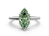 White gold Fancy Green Marquise  Solitaire Diamond Ring with Four-Prong Setting and Classic Band_3