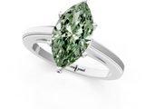 White gold Fancy Green Marquise  Solitaire Diamond Ring with Four-Prong Setting and Classic Band_4
