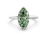 White gold Fancy Green Marquise  Solitaire Diamond Ring with Four-Prong Setting on a Plain Band_44