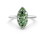 White gold Fancy Green Marquise  Solitaire Diamond Ring with Four-Prong Setting on a Plain Band_52
