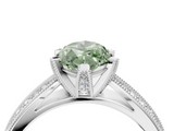 White gold Fancy Green Marquise  Solitaire Diamond Ring with Milgrain Pavé Band and Four-Prong Setting_40