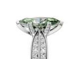 White gold Fancy Green Marquise  Solitaire Diamond Ring with Milgrain Pavé Band and Four-Prong Setting_42