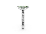 White gold Fancy Green Marquise  Solitaire Diamond Ring with Milgrain and Black Enamel X Pattern Band_81
