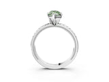 White gold Fancy Green Marquise  Solitaire Diamond Ring with Milgrain and Black Enamel X Pattern Band_81