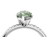 White gold Fancy Green Marquise  Solitaire Diamond Ring with Milgrain and Black Enamel X Pattern Band_82