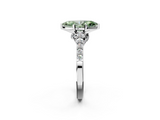 White gold Fancy Green Marquise  Solitaire Diamond Ring with Pavé Band and Four-Prong Setting_131